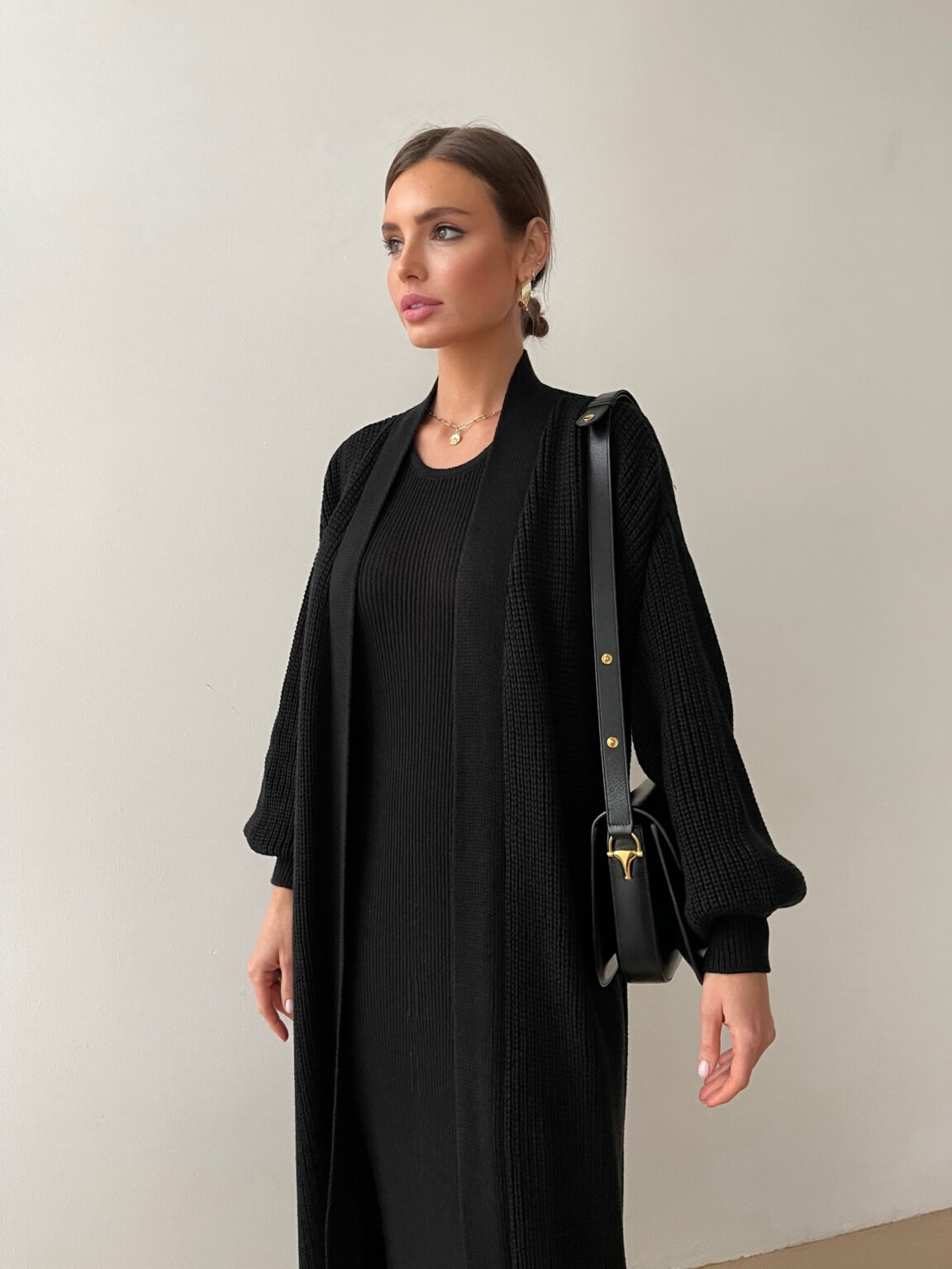 Black chunky knit cardigan