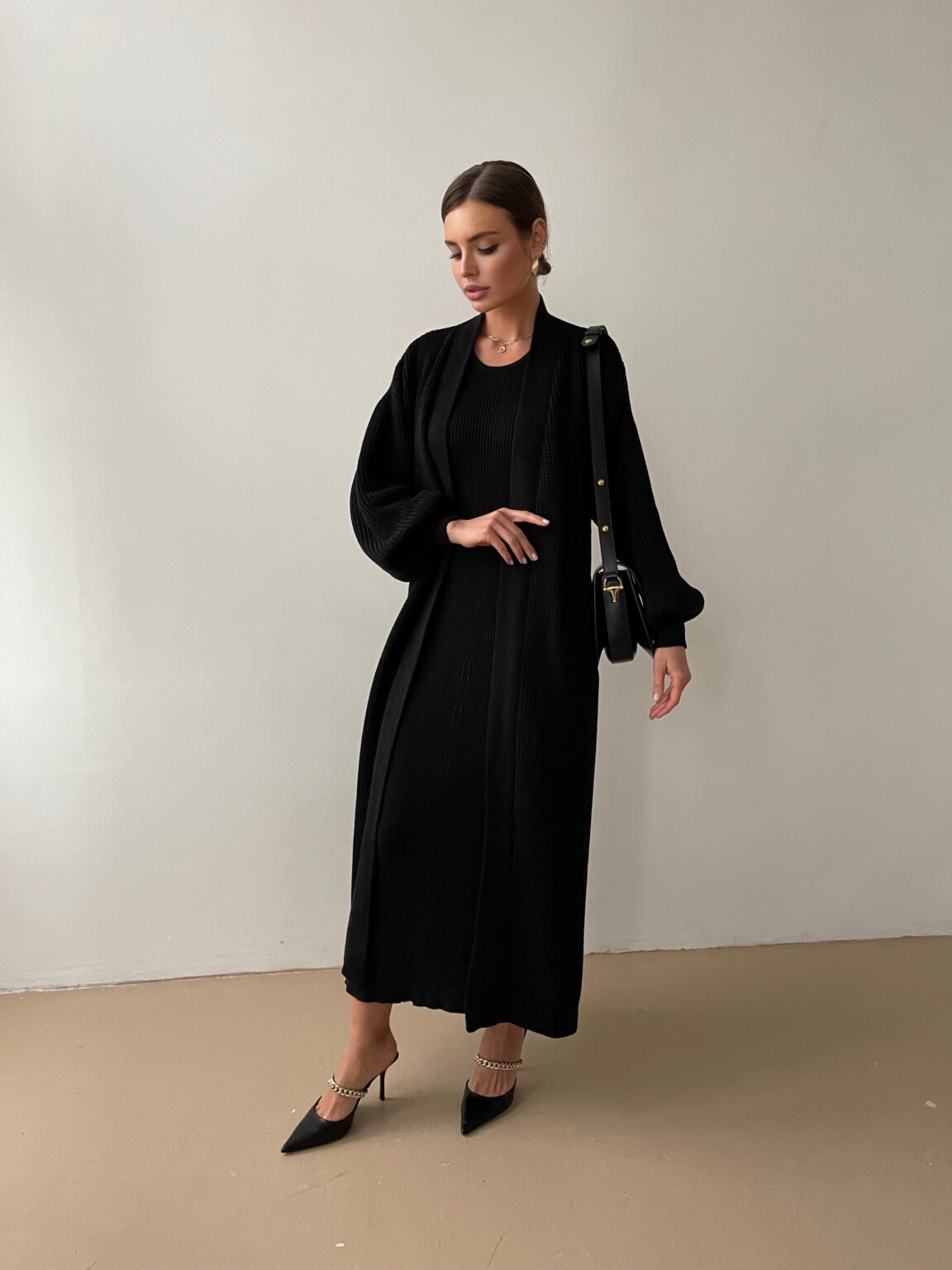 Black chunky knit cardigan