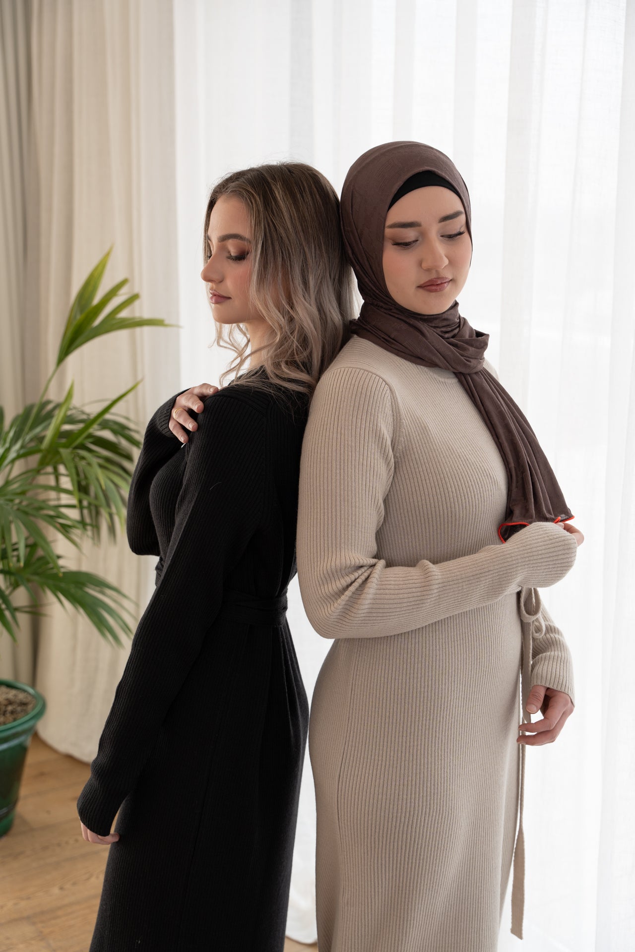 Long black merino wool dress