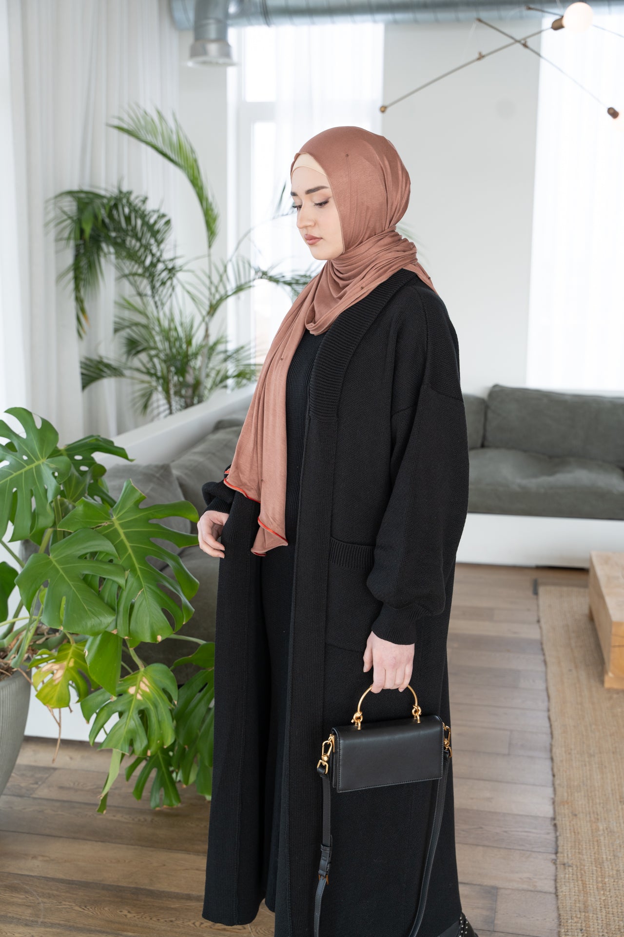 Long black coat cardigan