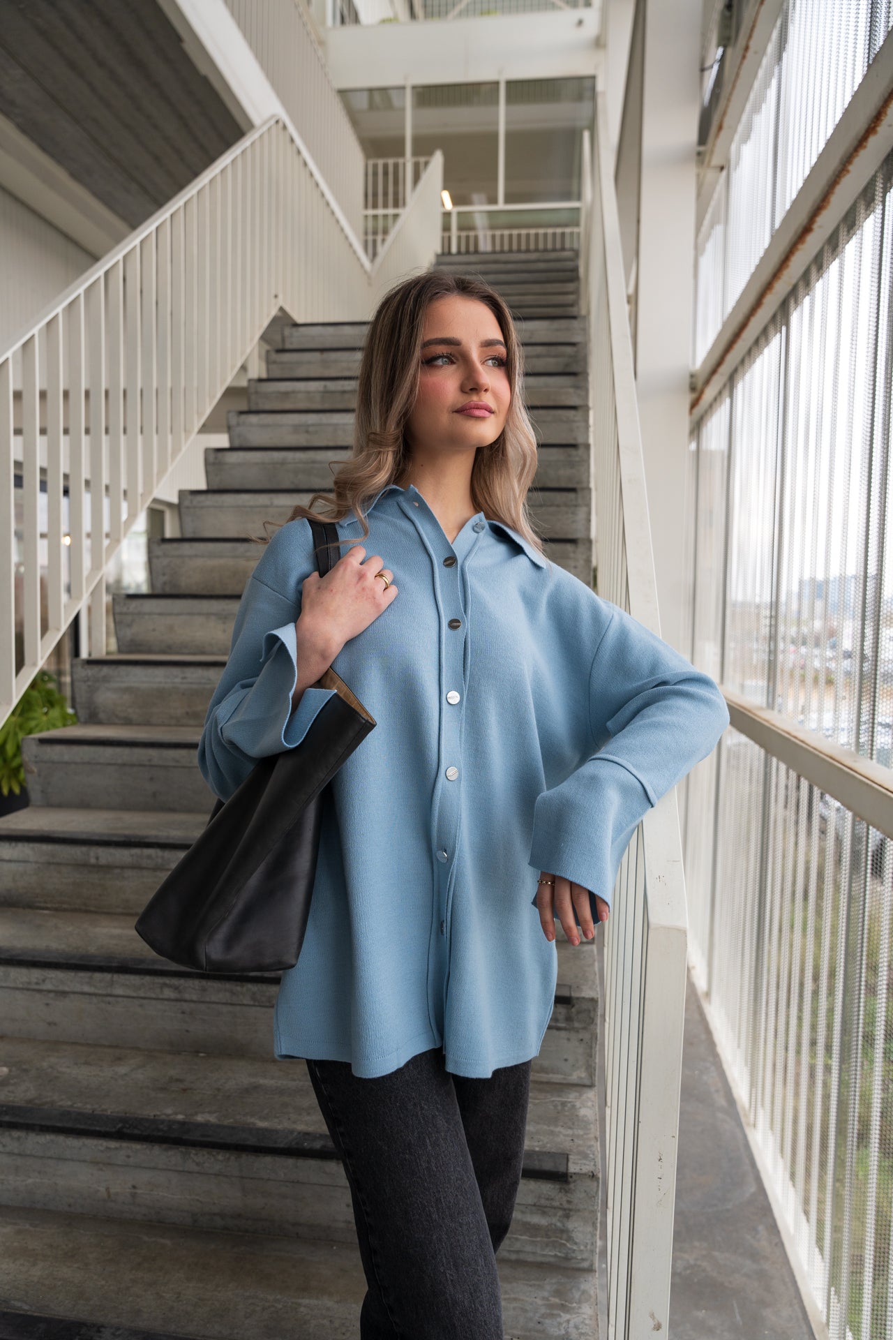 Long blue shirt