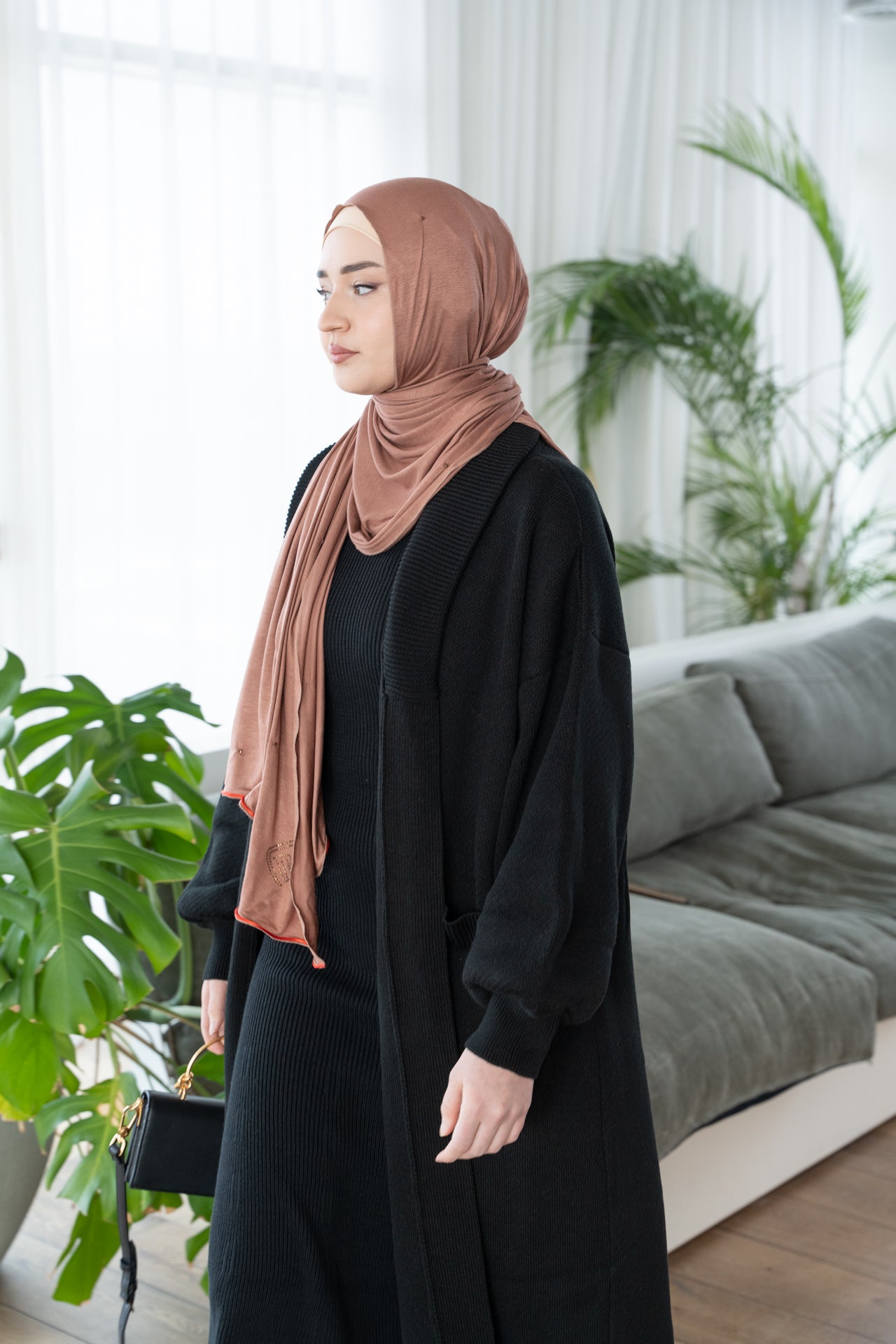 Long black coat cardigan