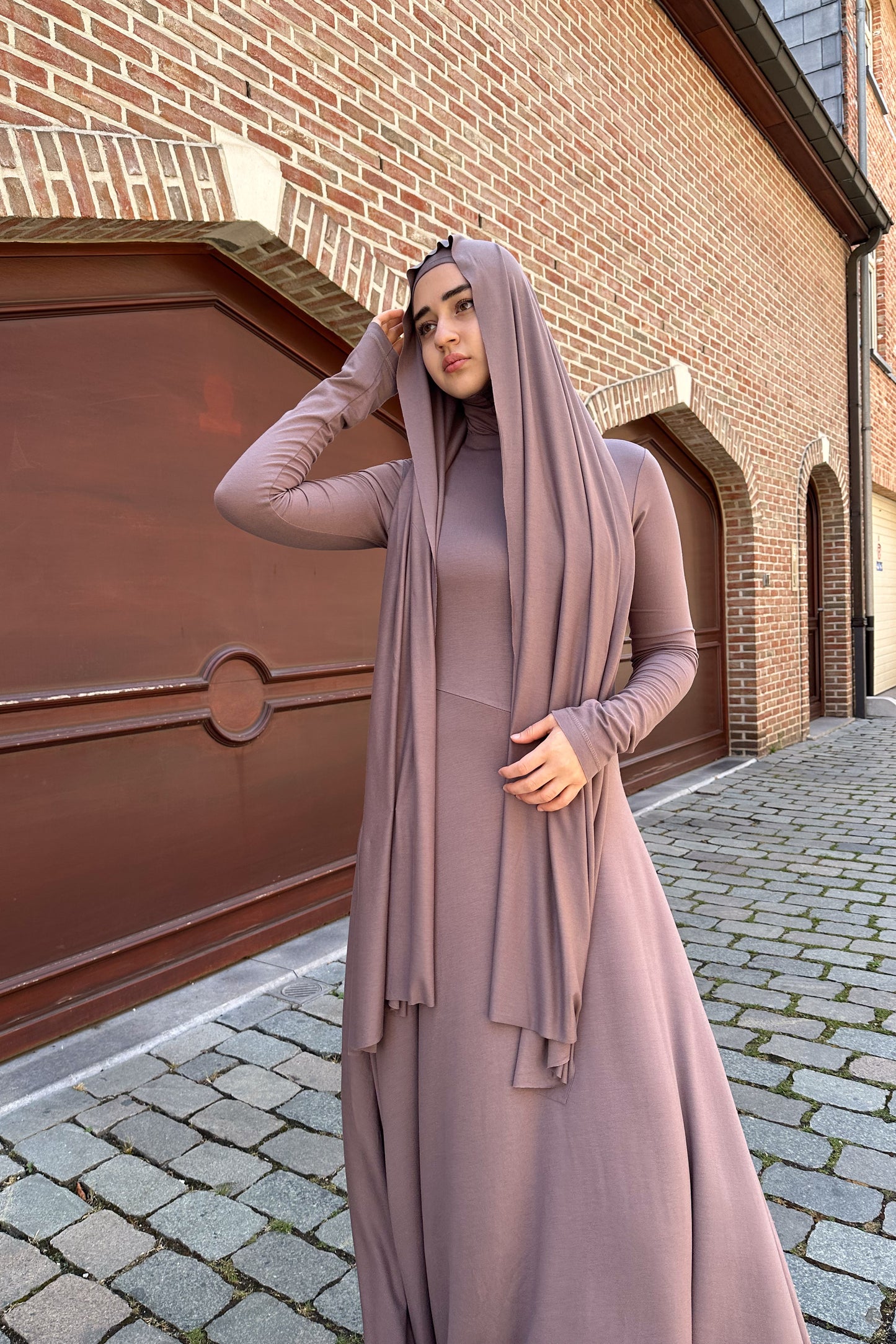 Long jersey mokka dress